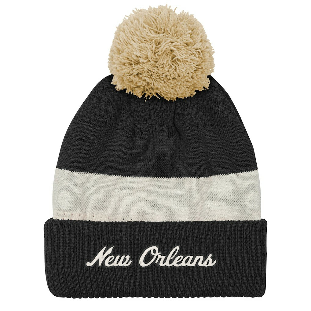 New Orleans Saints Outerstuff Youth Modern Fan Cuffed Knit Hat with Pom Black | NFL