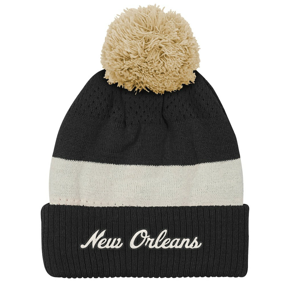 New Orleans Saints Outerstuff Youth Modern Fan Cuffed Knit Hat with Pom Black | NFL