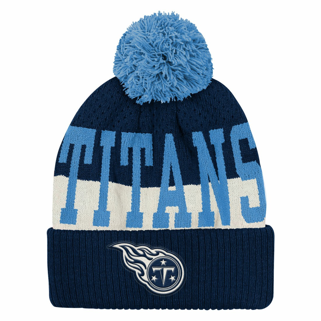 Tennessee Titans Outerstuff Youth Modern Fan Cuffed Knit Hat with Pom Navy | NFL