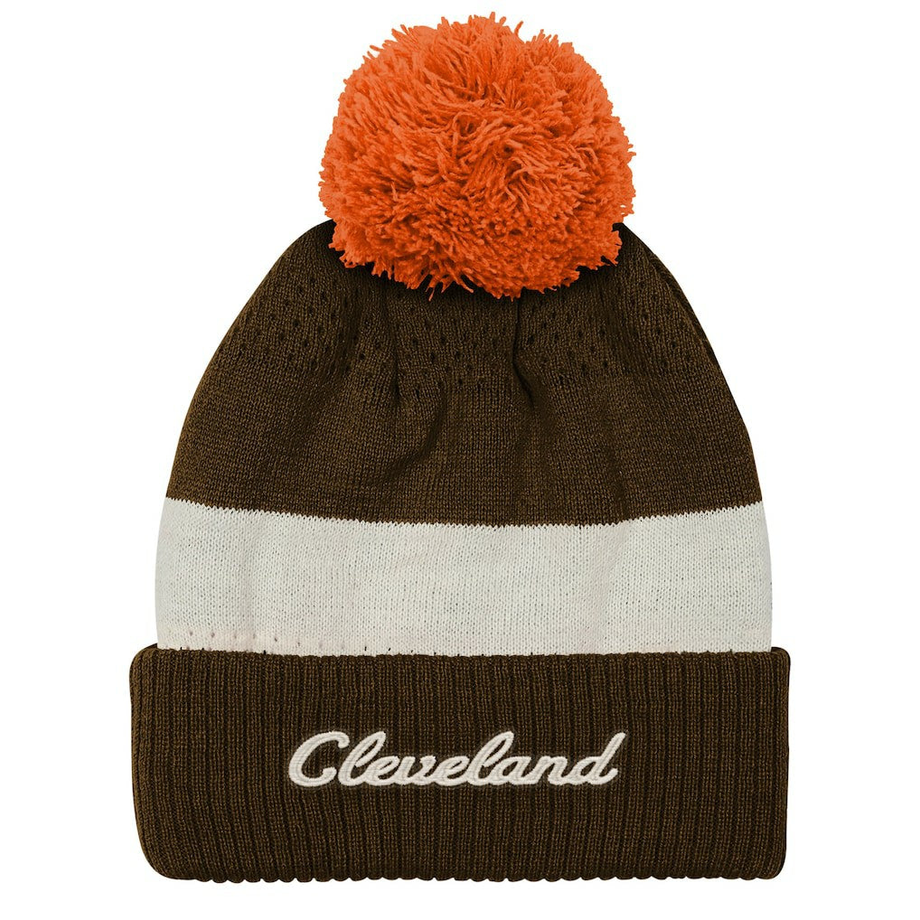 Cleveland Browns Outerstuff Youth Modern Fan Cuffed Knit Hat with Pom Brown | NFL