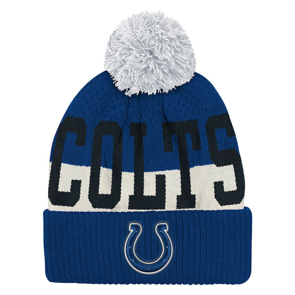 Indianapolis Colts Outerstuff Youth Modern Fan Cuffed Knit Hat with Pom Royal | NFL