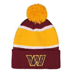 Washington Commanders Outerstuff Girls Let's Play Cuffed Knit Hat with Pom Burgundy | NFL