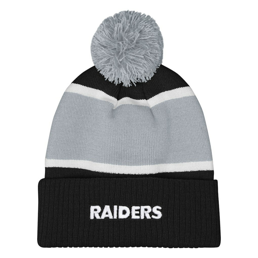 Las Vegas Raiders Outerstuff Girls Let's Play Cuffed Knit Hat with Pom Black | NFL