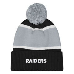Las Vegas Raiders Outerstuff Girls Let's Play Cuffed Knit Hat with Pom Black | NFL