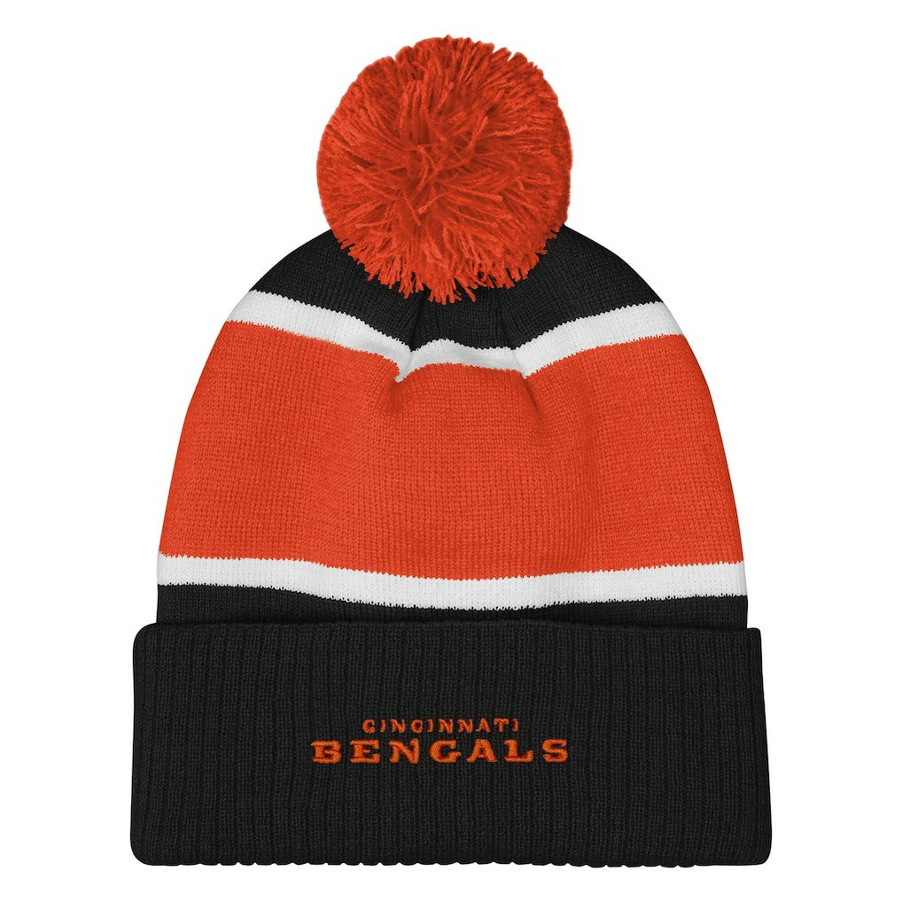 Cincinnati Bengals Outerstuff Girls Let's Play Cuffed Knit Hat with Pom Black | NFL