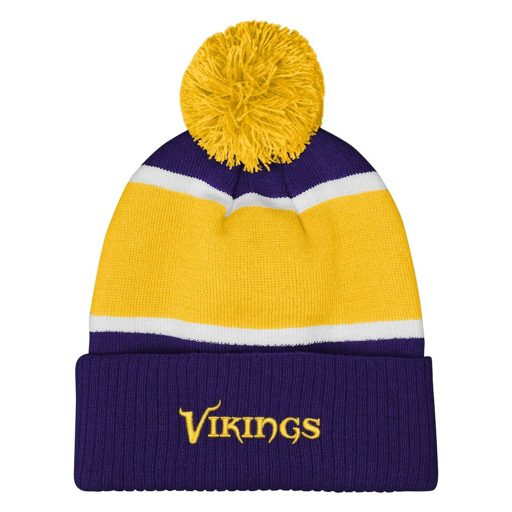 Minnesota Vikings Outerstuff Girls Let's Play Cuffed Knit Hat with Pom Purple | NFL