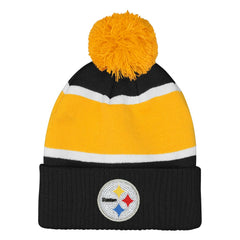 Pittsburgh Steelers Outerstuff Girls Let's Play Cuffed Knit Hat with Pom Black | NFL