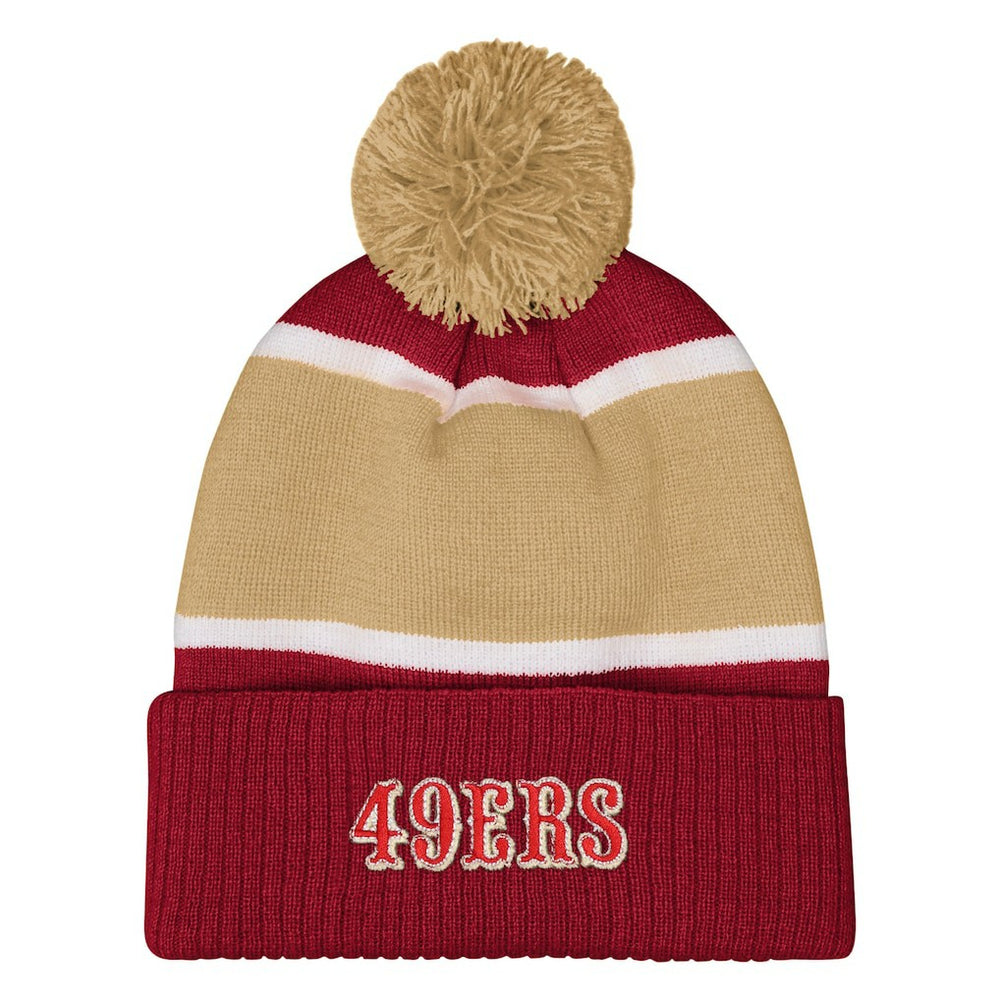 San Francisco 49ers Outerstuff Girls Let's Play Cuffed Knit Hat with Pom Scarlet | NFL