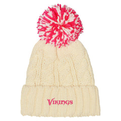 Minnesota Vikings Outerstuff Girls Cable Cuffed Knit Hat with Pom White | NFL