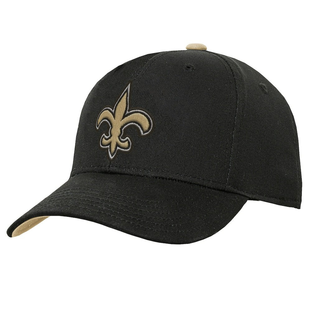 New Orleans Saints Outerstuff Youth Team Pre-Curved Adjustable Hat Black | NFL