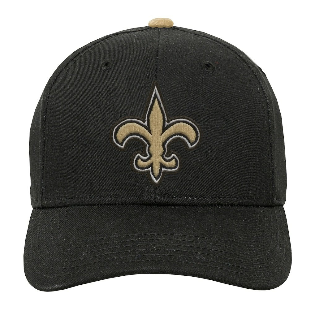 New Orleans Saints Outerstuff Youth Team Pre-Curved Adjustable Hat Black | NFL
