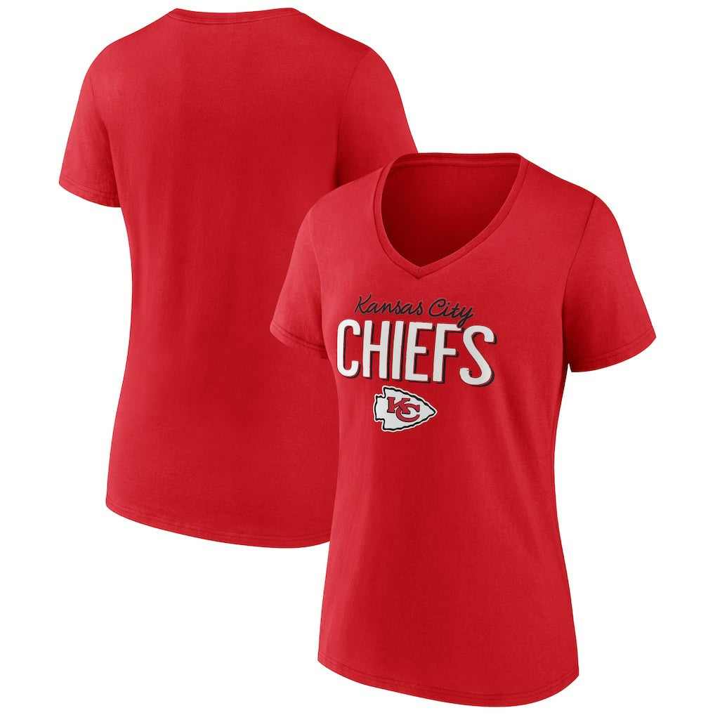 Kansas City Chiefs Women's Nostalgia V-Neck T-Shirt Red | NFL