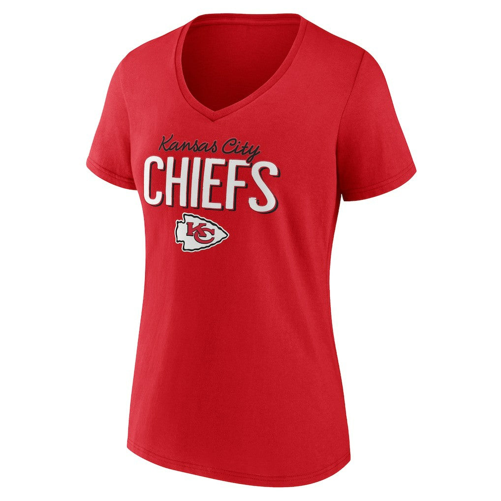 Kansas City Chiefs Women's Nostalgia V-Neck T-Shirt Red | NFL