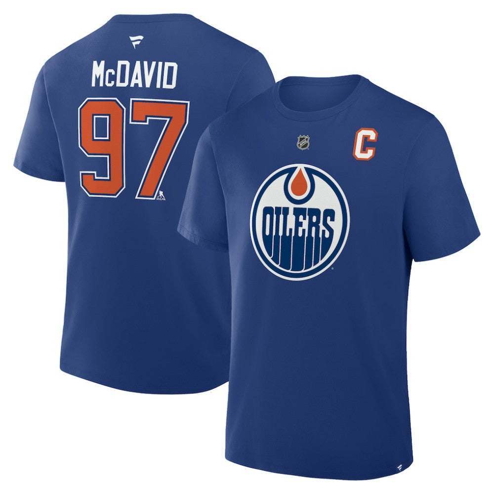 Connor McDavid Edmonton Oilers Fanatics Authentic Stack Name & Number T-Shirt - Royal - NHL
