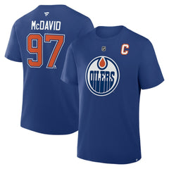 Connor McDavid Edmonton Oilers Fanatics Authentic Stack Name & Number T-Shirt - Royal - NHL