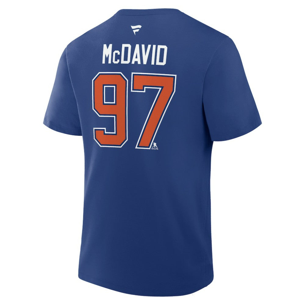 Connor McDavid Edmonton Oilers Fanatics Authentic Stack Name & Number T-Shirt - Royal - NHL
