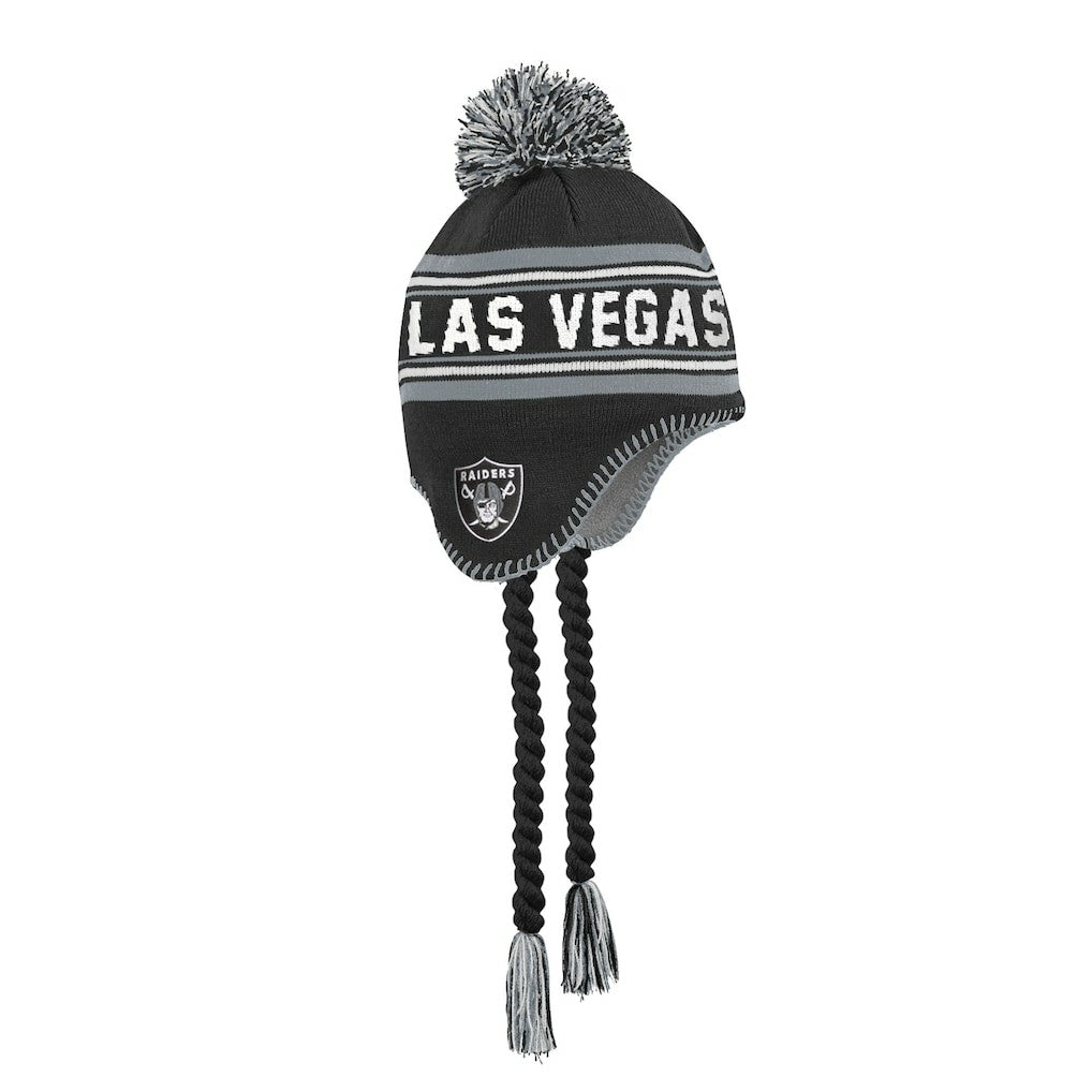 Las Vegas Raiders Outerstuff Youth Jacquard Tassel Knit Hat with Pom Black | NFL
