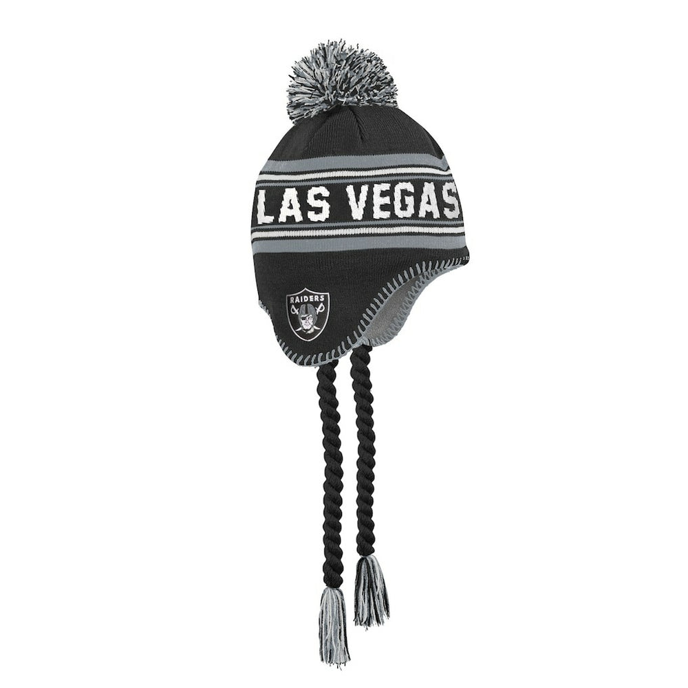 Las Vegas Raiders Outerstuff Youth Jacquard Tassel Knit Hat with Pom Black | NFL