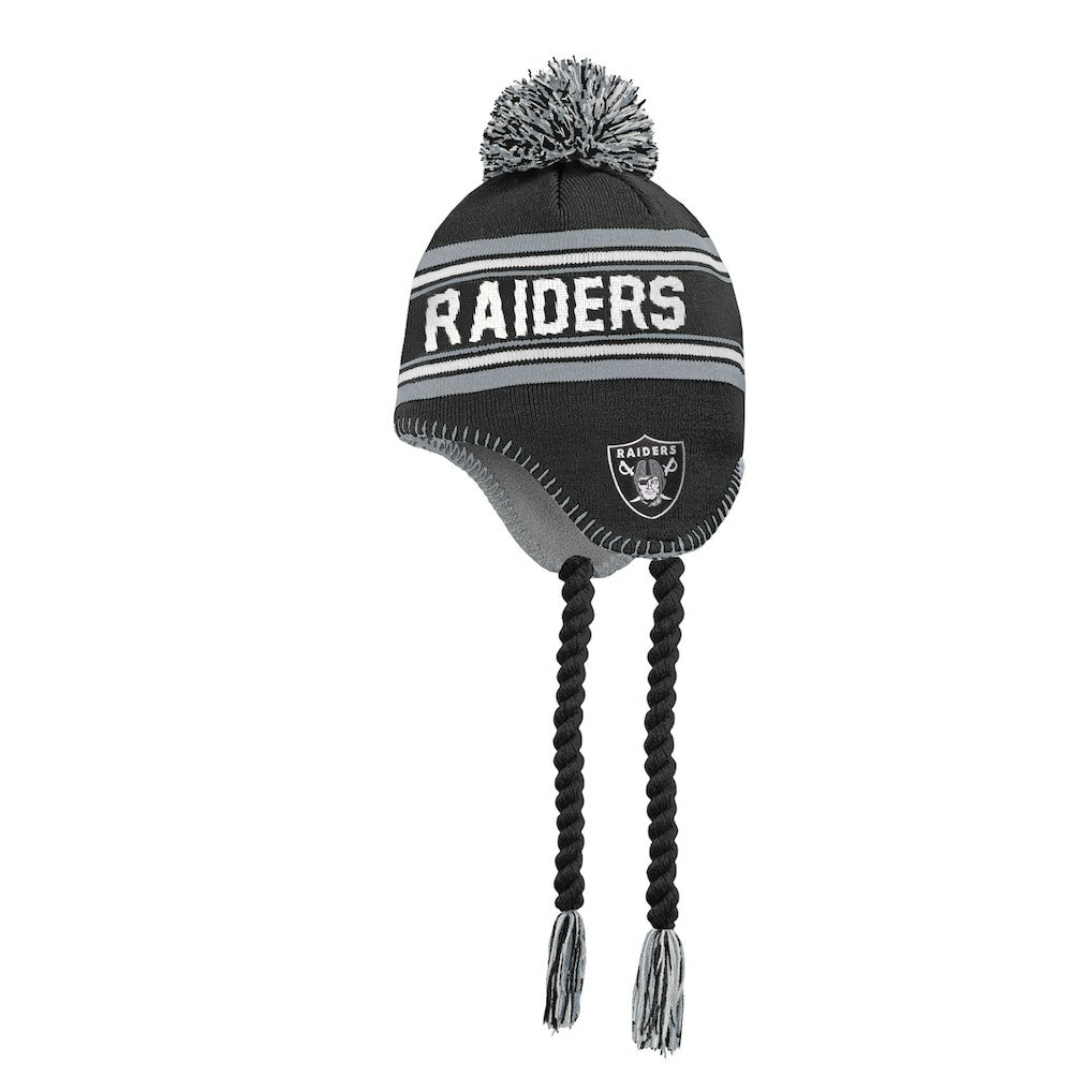 Las Vegas Raiders Outerstuff Youth Jacquard Tassel Knit Hat with Pom Black | NFL