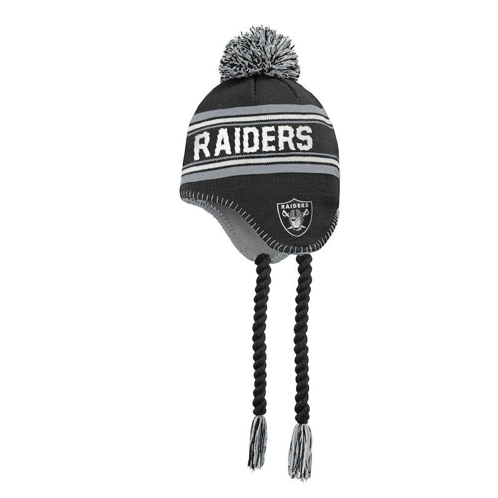 Las Vegas Raiders Outerstuff Youth Jacquard Tassel Knit Hat with Pom Black | NFL