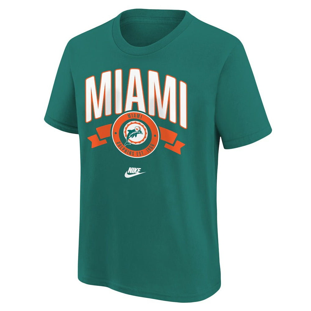 Miami Dolphins Youth Rewind Front & Back Essential T-Shirt Aqua | Nike for Sale