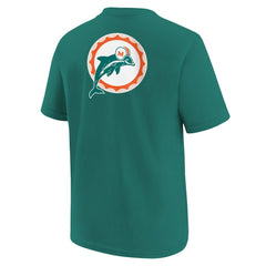 Miami Dolphins Youth Rewind Front & Back Essential T-Shirt Aqua | Nike for Sale