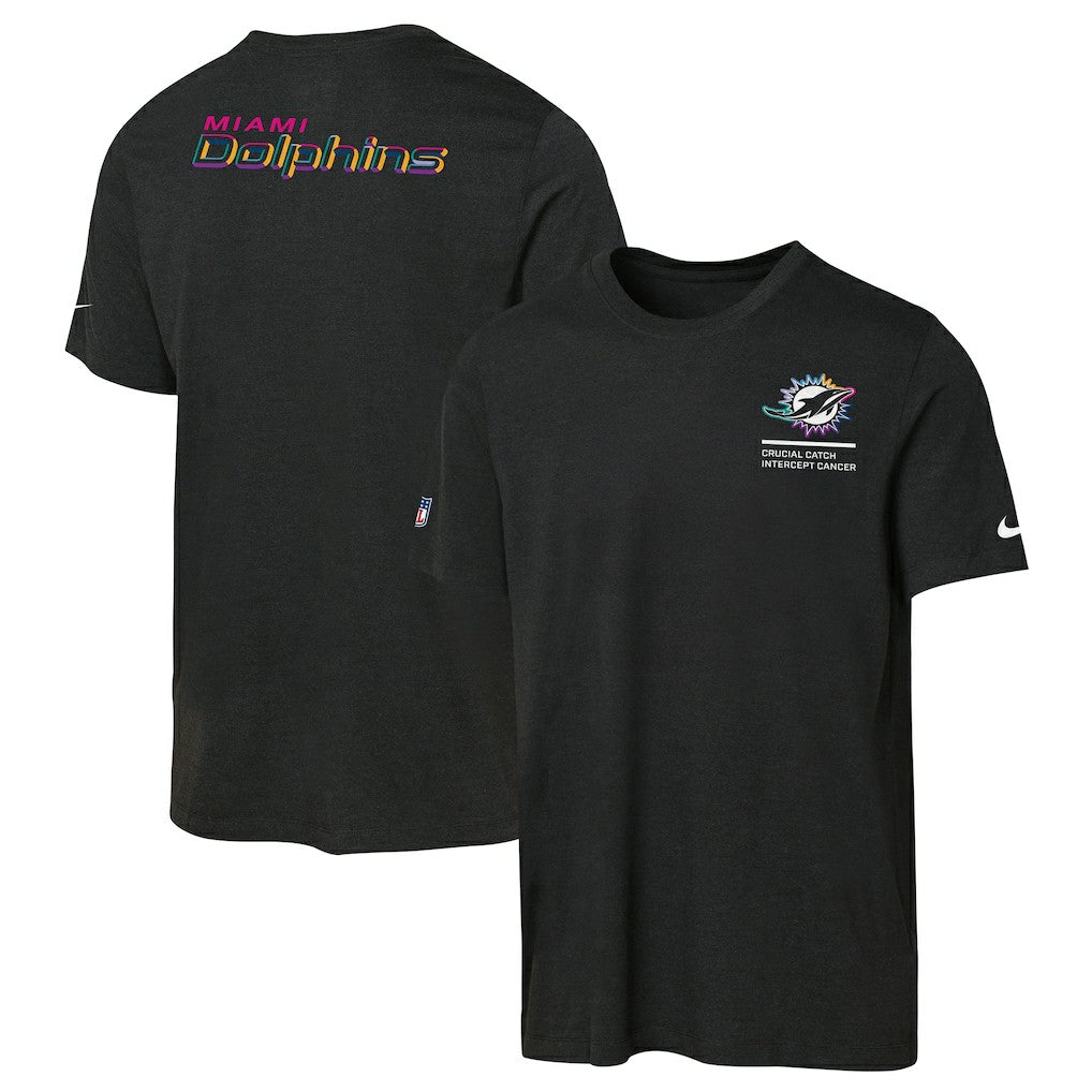 Miami Dolphins Youth 2025 NFL Crucial Catch Tri-Blend Dri-FIT T-Shirt Black | Nike for Sale