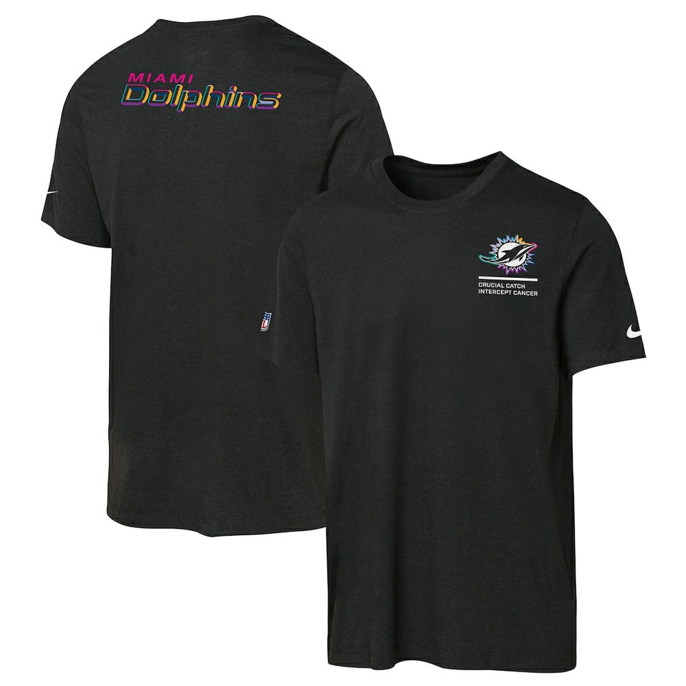 Miami Dolphins Youth 2025 NFL Crucial Catch Tri-Blend Dri-FIT T-Shirt Black | Nike for Sale