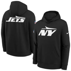 New York Jets Youth Sideline Club Fleece Hoodie Black | Nike for Sale