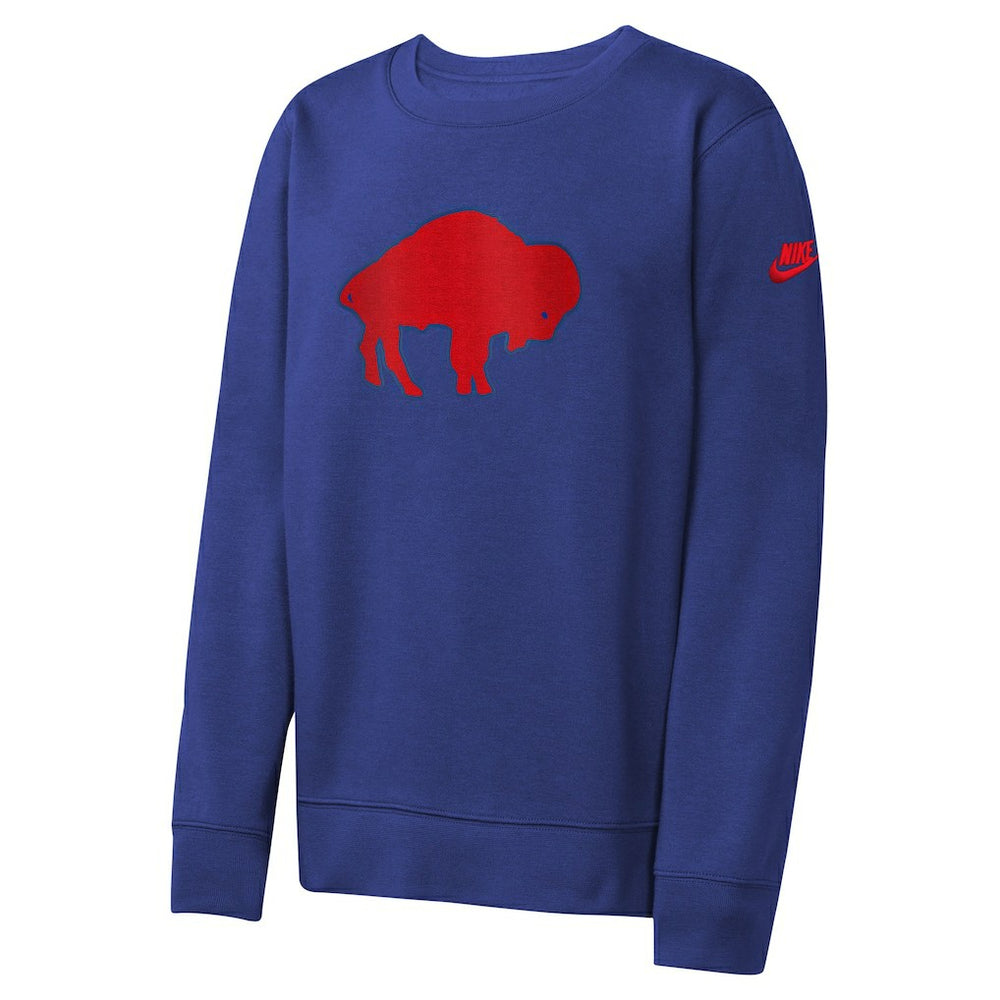 Buffalo Bills Youth Rewind Essential Pullover Crewneck Sweatshirt Royal | Nike for Sale