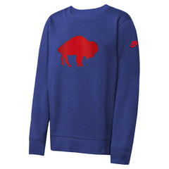 Buffalo Bills Youth Rewind Essential Pullover Crewneck Sweatshirt Royal | Nike for Sale