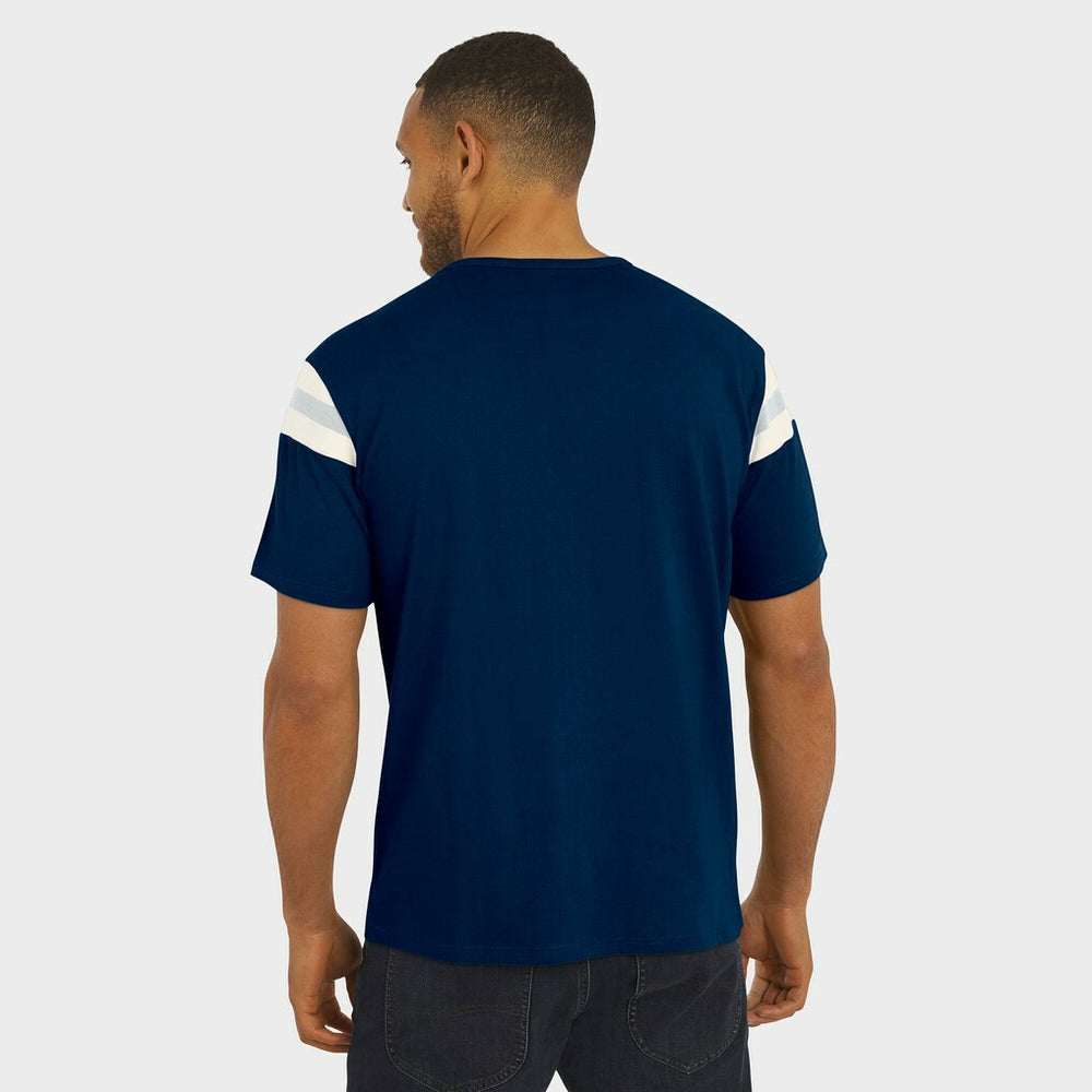 Dallas Cowboys Darius Rucker Collection Distressed Throwback Shoulder Stripe T-Shirt Navy | Fanatics