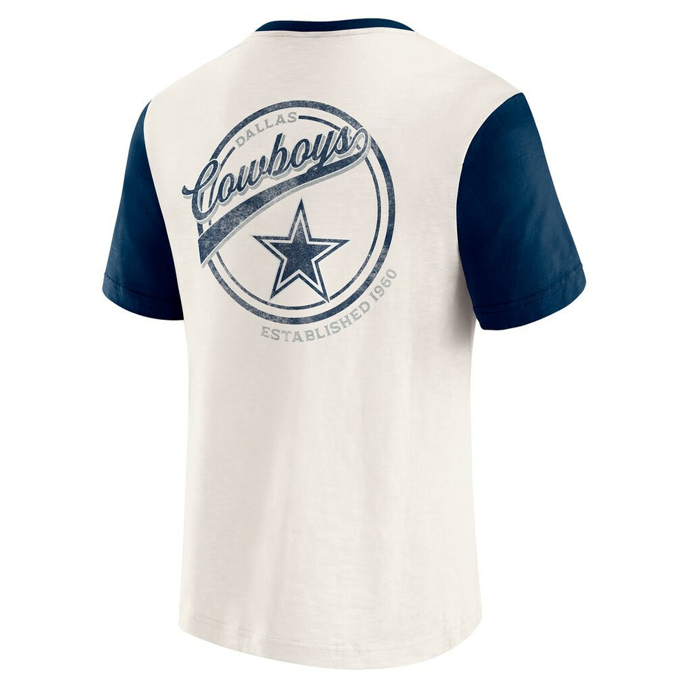 Dallas Cowboys Darius Rucker Collection Henley Colorblock Slub Pocket T-Shirt Cream | Fanatics