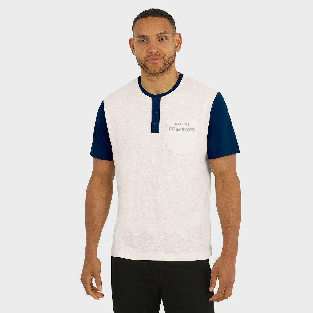 Dallas Cowboys Darius Rucker Collection Henley Colorblock Slub Pocket T-Shirt Cream | Fanatics