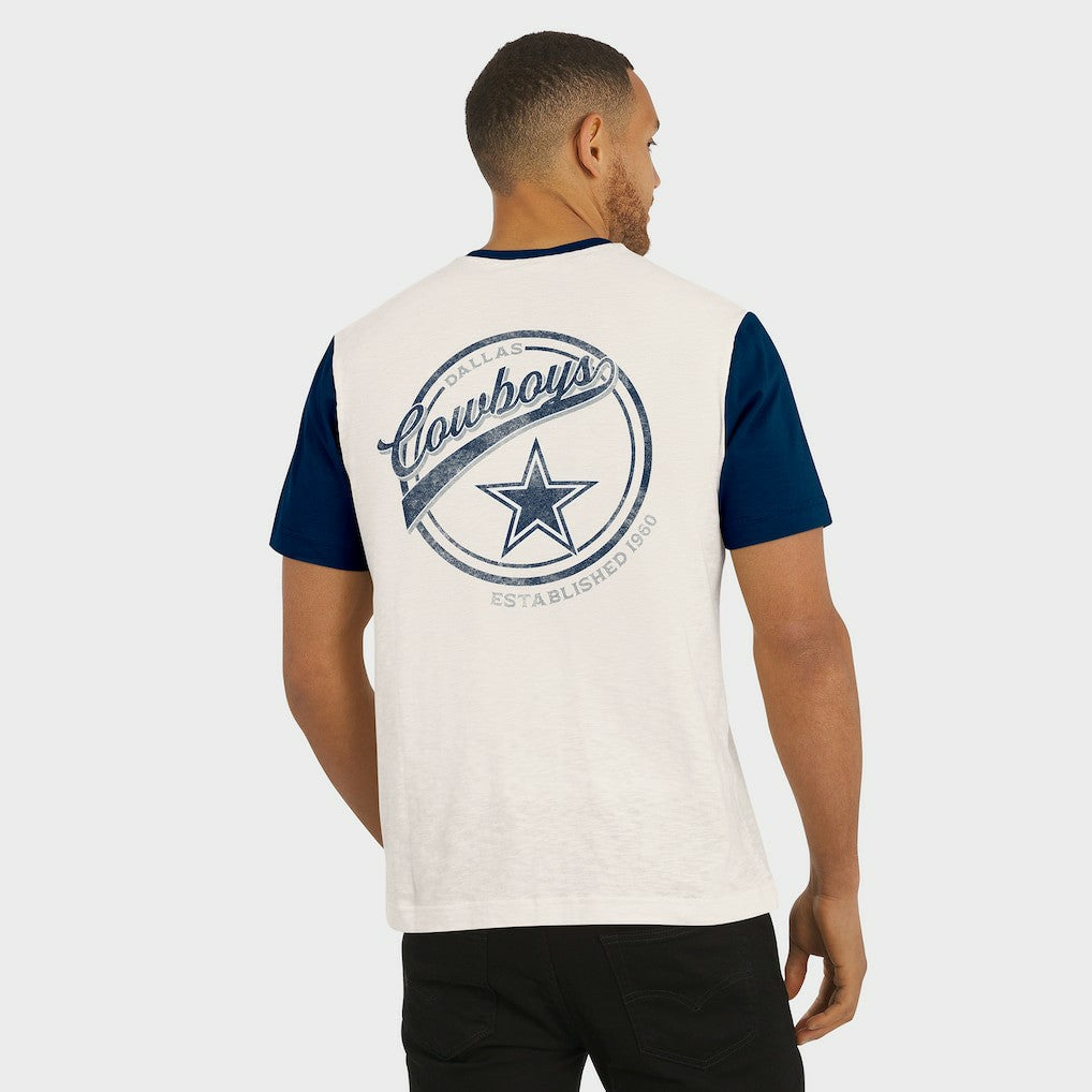 Dallas Cowboys Darius Rucker Collection Henley Colorblock Slub Pocket T-Shirt Cream | Fanatics