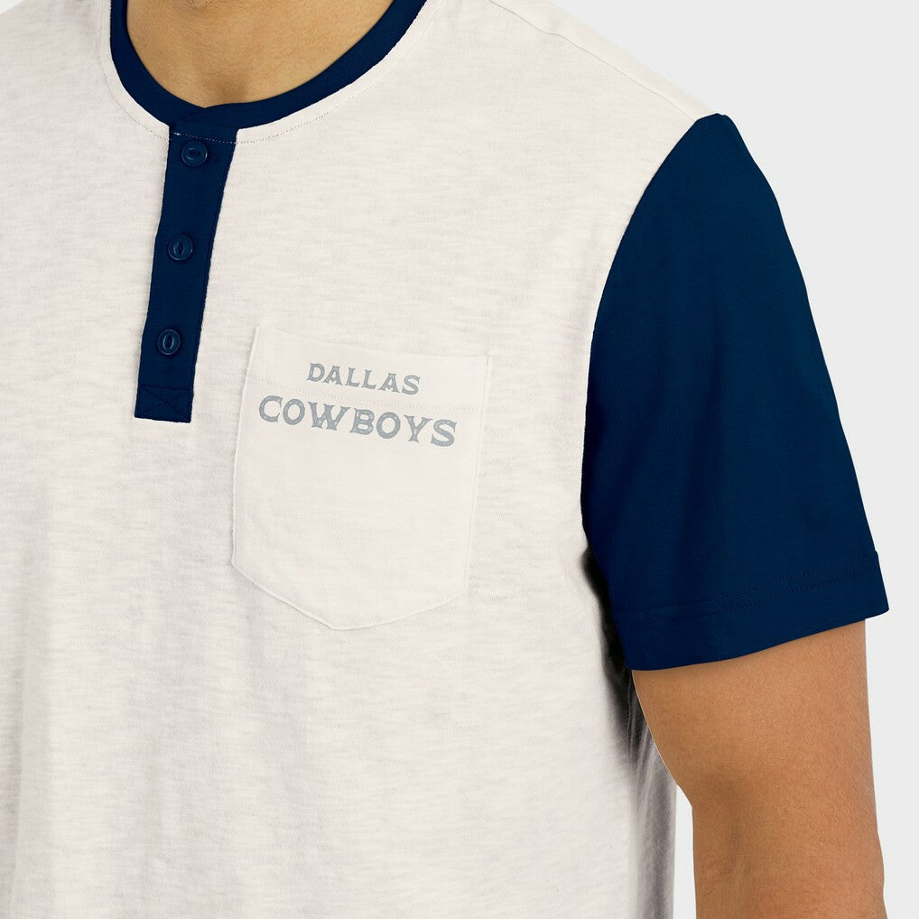 Dallas Cowboys Darius Rucker Collection Henley Colorblock Slub Pocket T-Shirt Cream | Fanatics