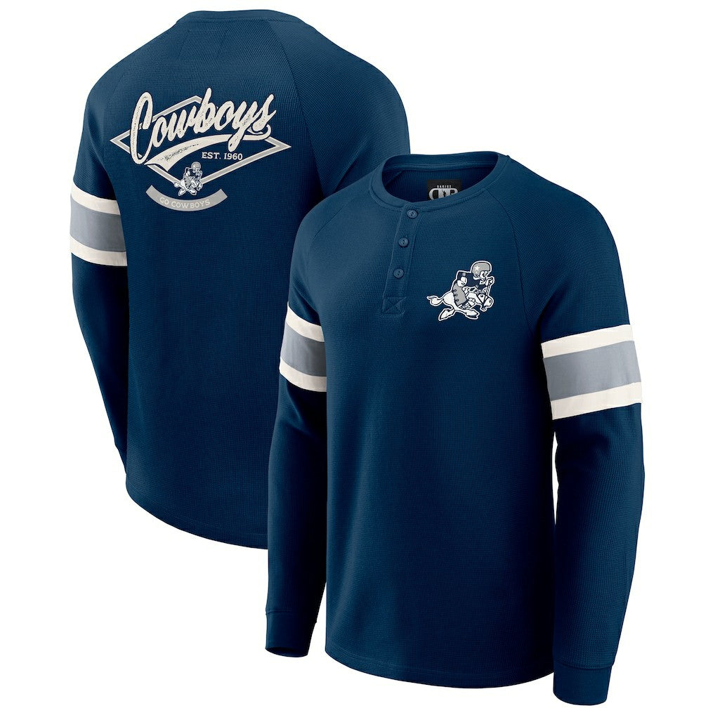 Dallas Cowboys Darius Rucker Collection Waffle-Knit Raglan Long Sleeve Henley T-Shirt Navy | Fanatics
