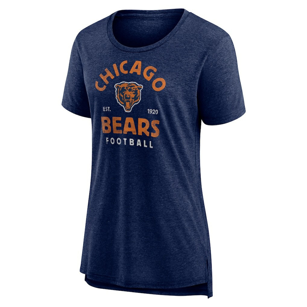 Chicago Bears Women's Vintage Arch Tri-Blend T-Shirt Navy | NFL