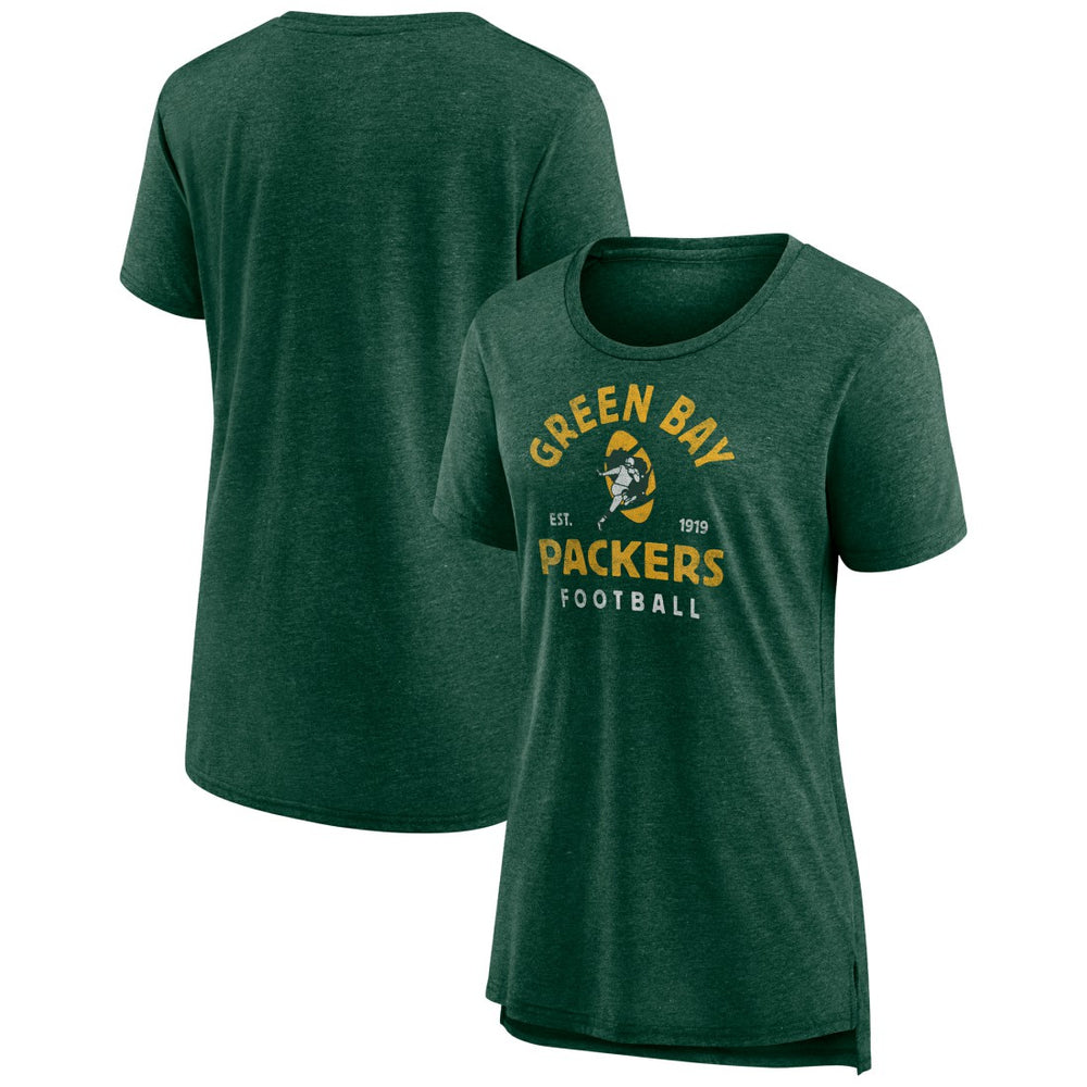 Green Bay Packers Women's Vintage Arch Tri-Blend T-Shirt Green | NFL