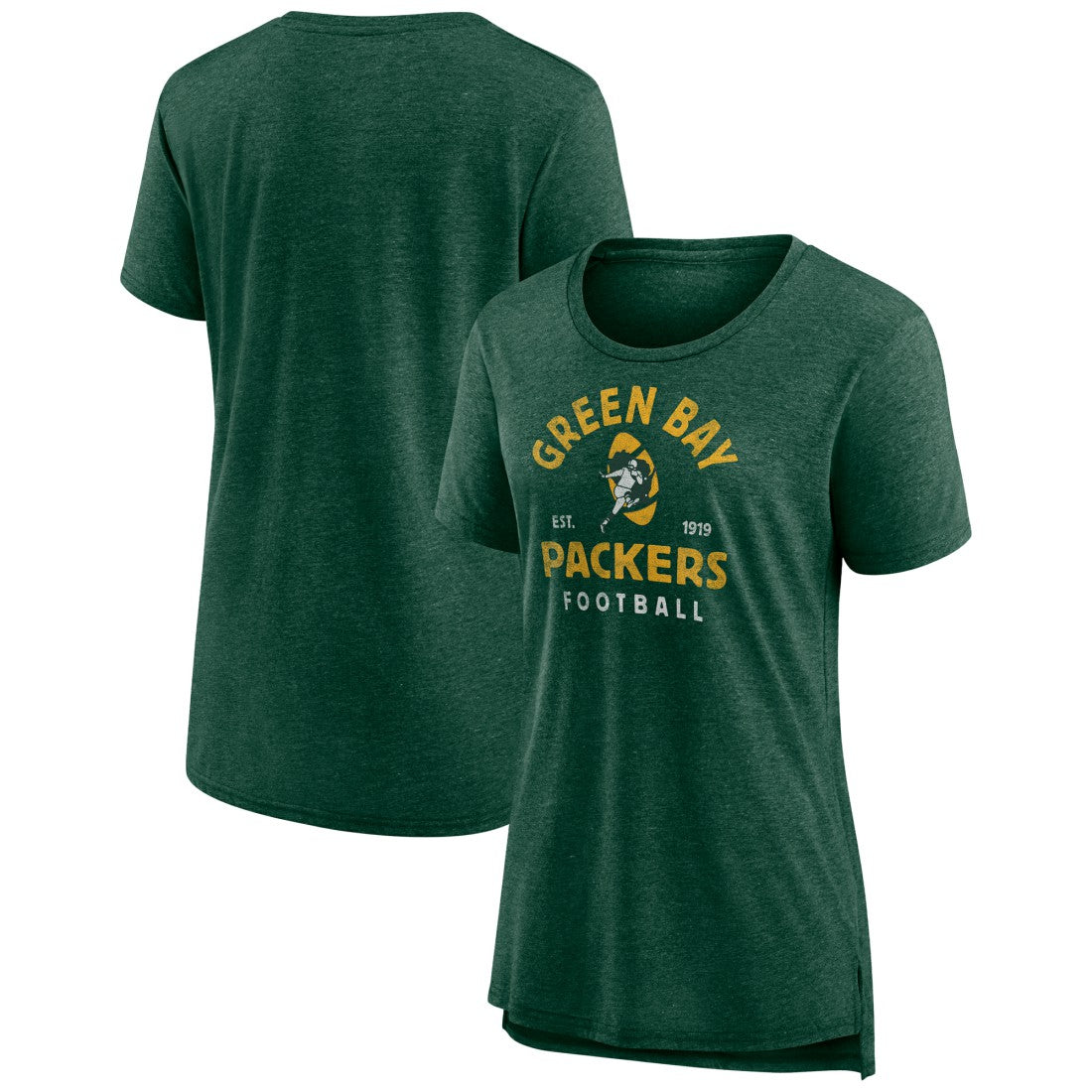 Green Bay Packers Women's Vintage Arch Tri-Blend T-Shirt Green | NFL