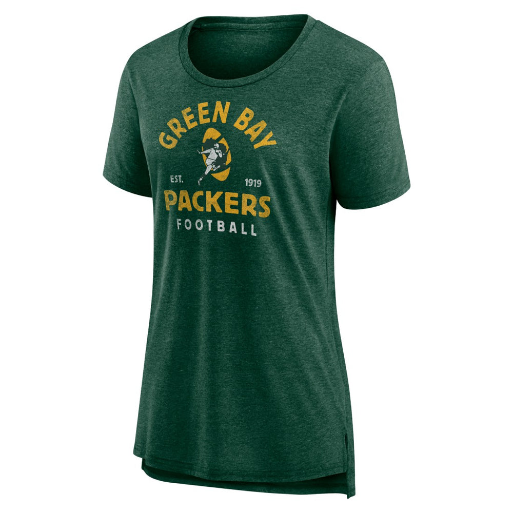 Green Bay Packers Women's Vintage Arch Tri-Blend T-Shirt Green | NFL