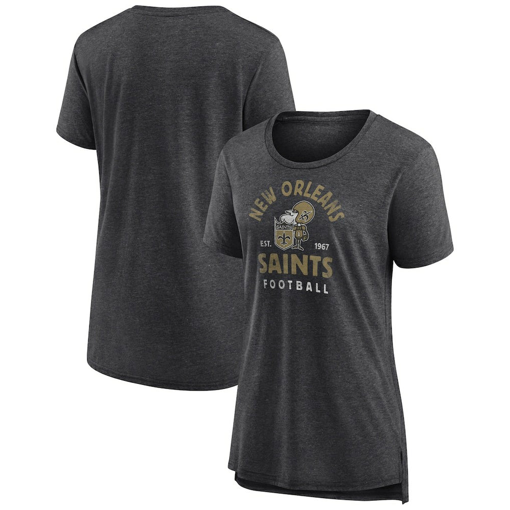 New Orleans Saints Women's Vintage Arch Tri-Blend T-Shirt Charcoal | NFL