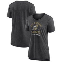 New Orleans Saints Women's Vintage Arch Tri-Blend T-Shirt Charcoal | NFL