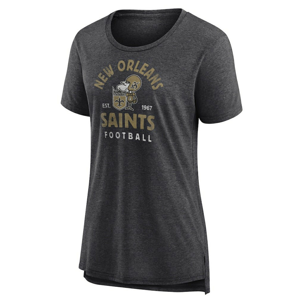 New Orleans Saints Women's Vintage Arch Tri-Blend T-Shirt Charcoal | NFL