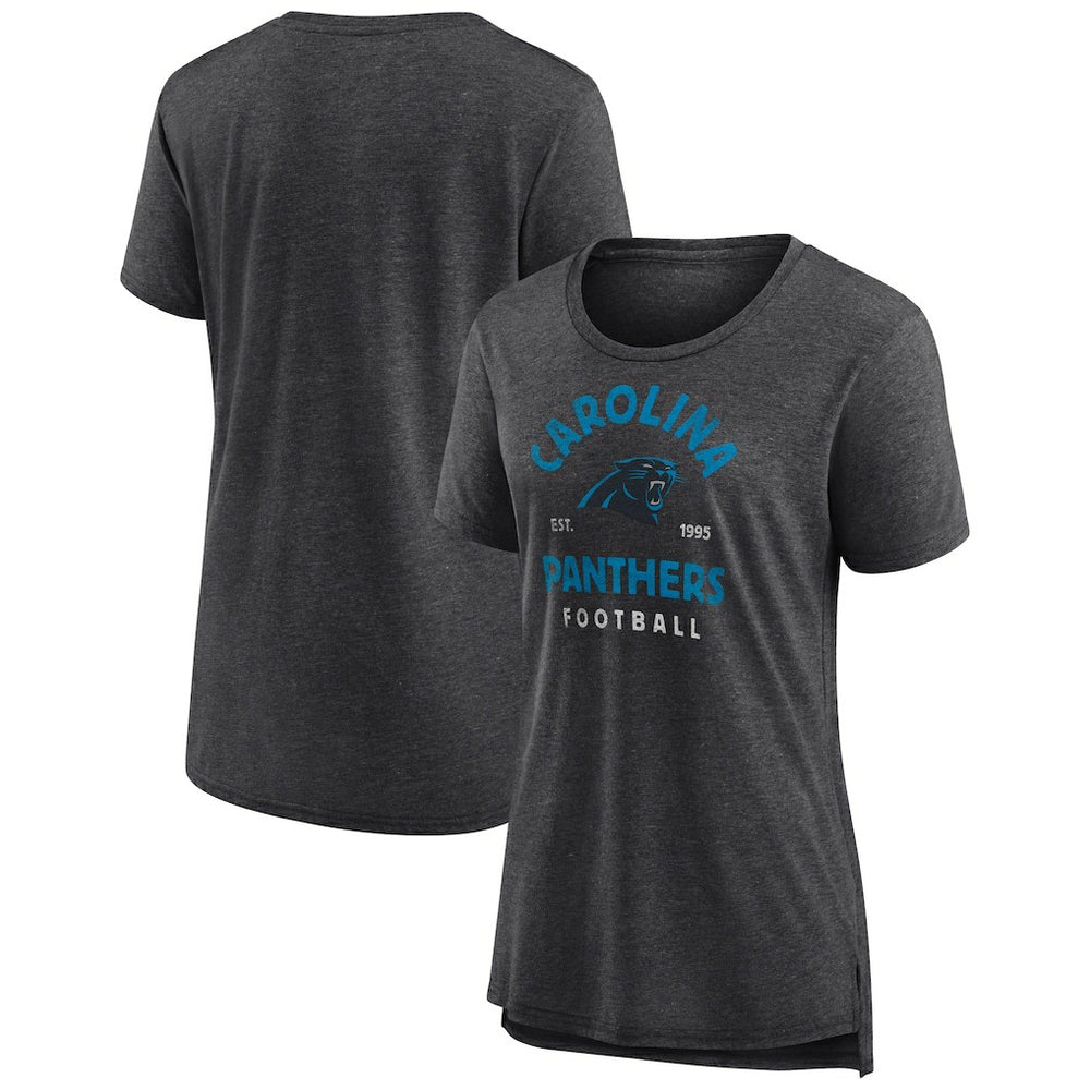 Carolina Panthers Women's Vintage Arch Tri-Blend T-Shirt Charcoal | NFL