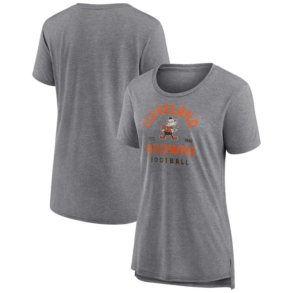 Cleveland Browns Women's Vintage Arch Tri-Blend T-Shirt Gray | NFL