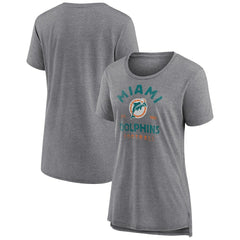 Miami Dolphins Women's Vintage Arch Tri-Blend T-Shirt Gray | NFL