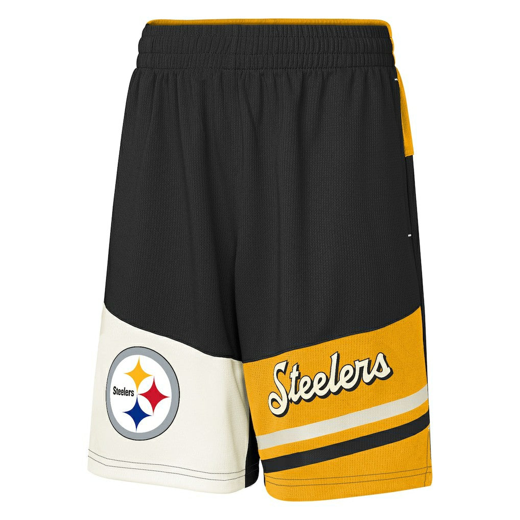 Pittsburgh Steelers Youth Fandemonium Mesh Shorts Black | NFL