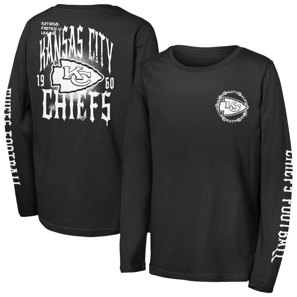 Kansas City Chiefs Outerstuff Youth Rumble Long Sleeve T-Shirt Black | NFL