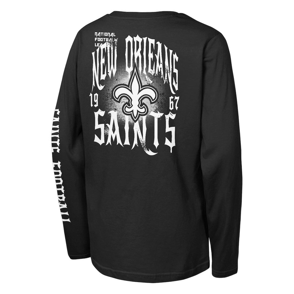 New Orleans Saints Outerstuff Youth Rumble Long Sleeve T-Shirt Black | NFL